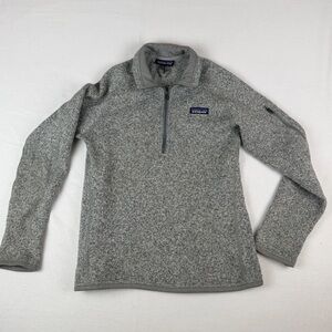 Patagonia Fleece Pullover Sweater Gray Speckled Quarter Zip Women's Medium